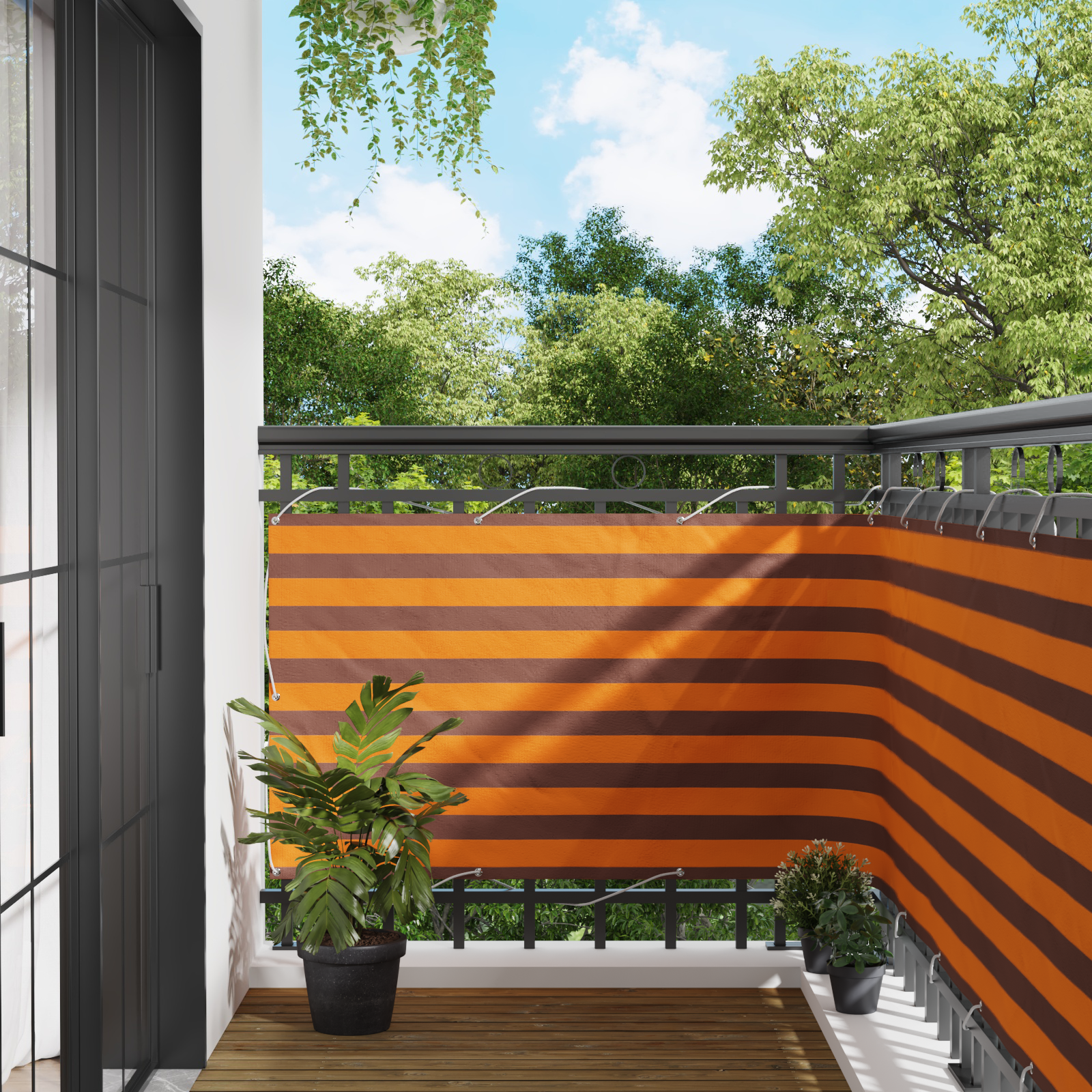 Balkong Skärm Orange och Brunt 100 x 300 cm Oxford Tyg