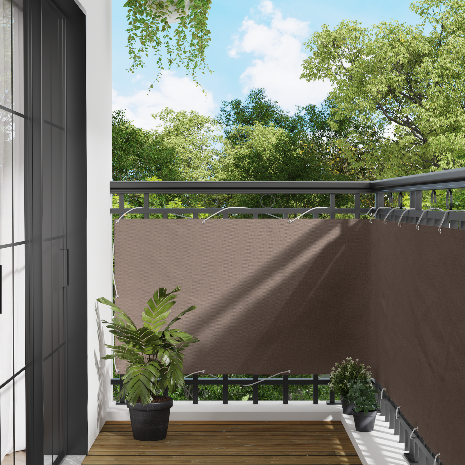 Balkong Skärm Taupe 100 x 400 cm Oxford Tyg