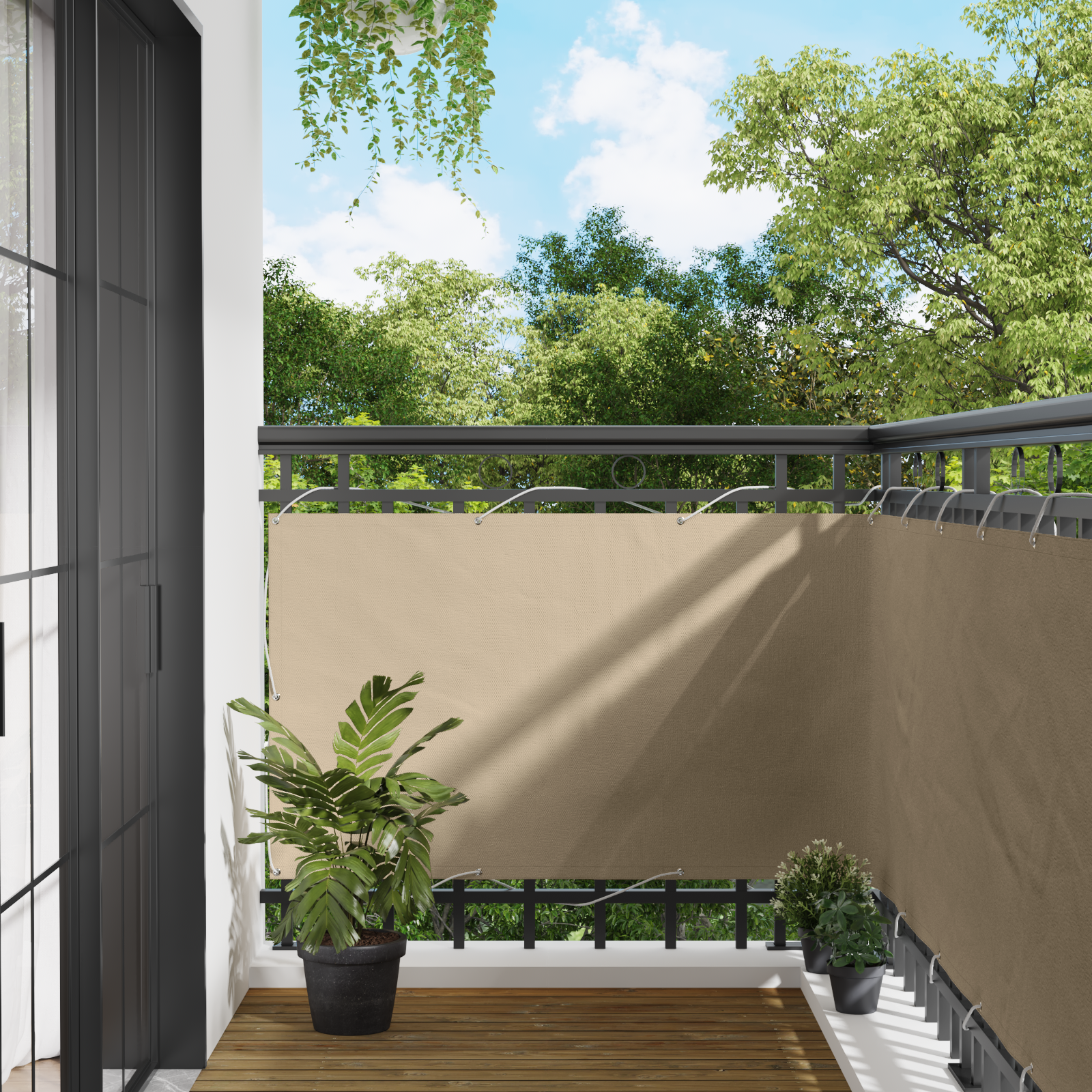 Balkong Skärm 90 x 200 cm PU-belagt oxford alu