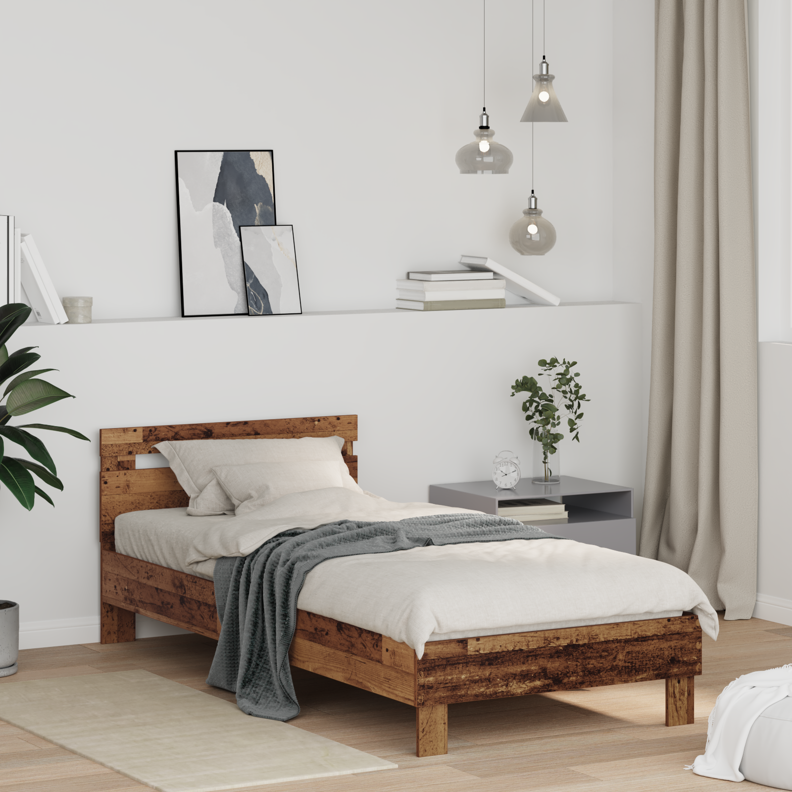 Sängram Gammalt trä 75 x 190 cm Konstruerat trä