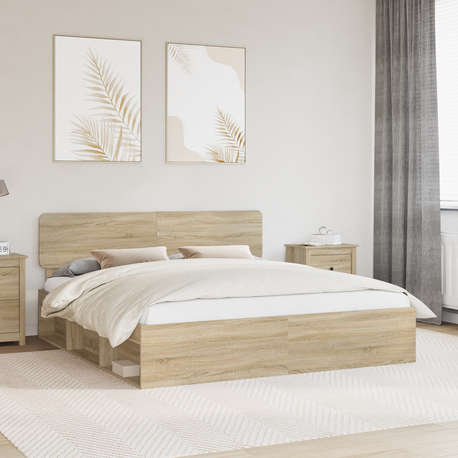 Sängram med huvudgavel Sonoma 200 x 200 cm Massiv furu