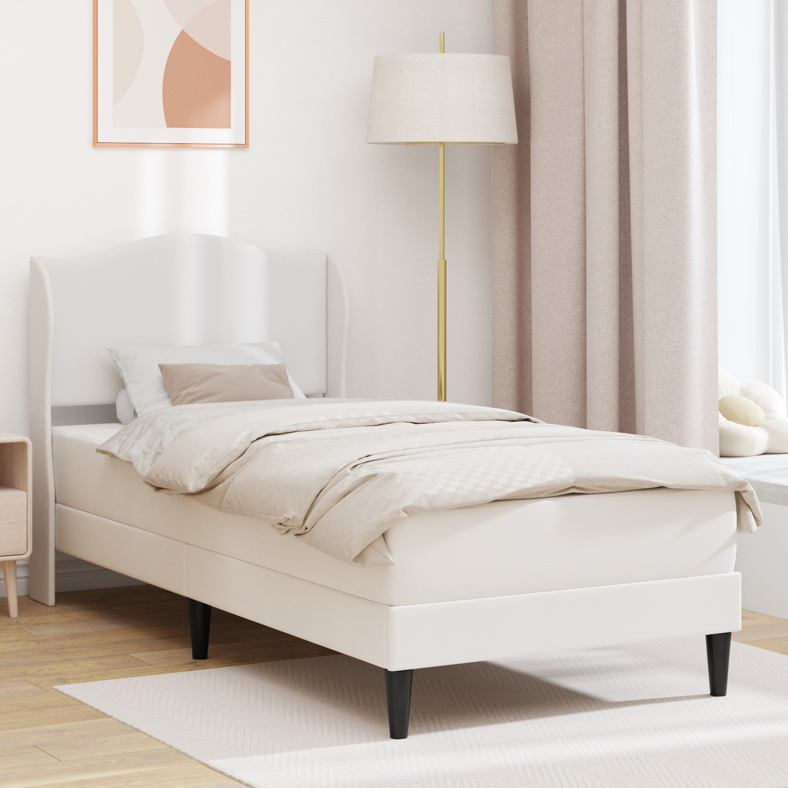 Sängram med huvudgavel Vit 80 x 200 cm Konstläder