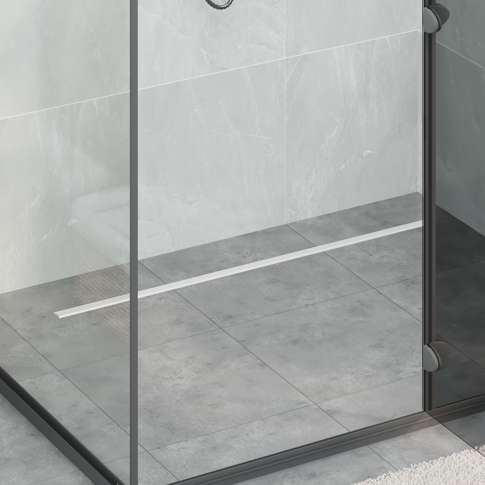 360° Duschavlopp med smal modell Silver 100 cm