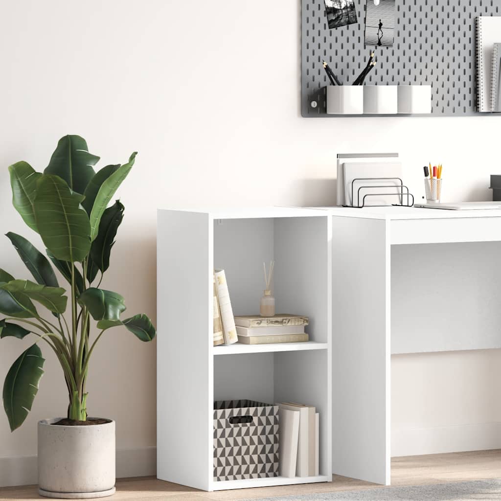 Bokhylla med 2 hyllor vit 40x30x76,5 cm konstruerat trä
