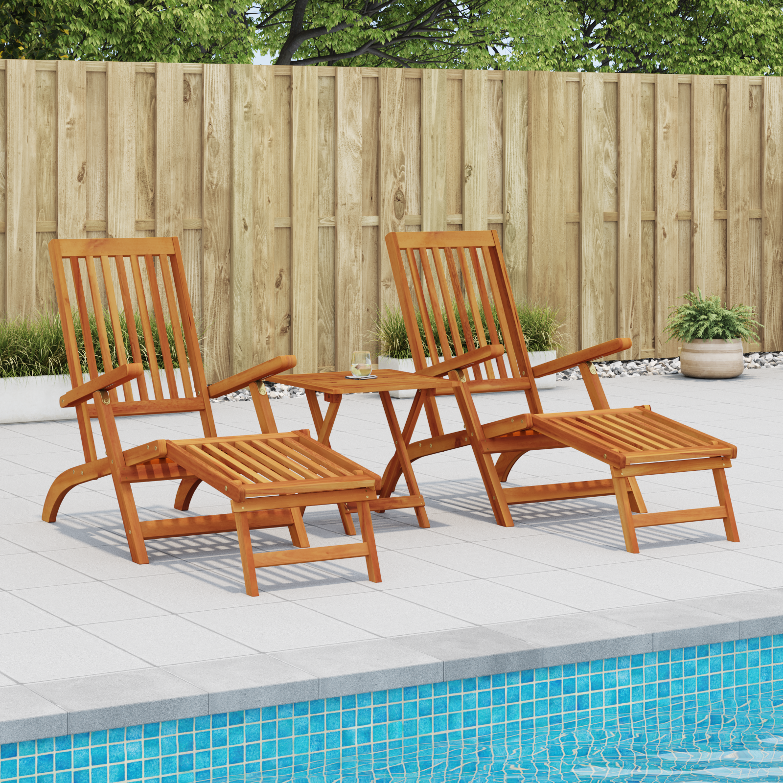 Reclining och Fällbar Solstol 2 pcs 55 x 146 x 91 cm