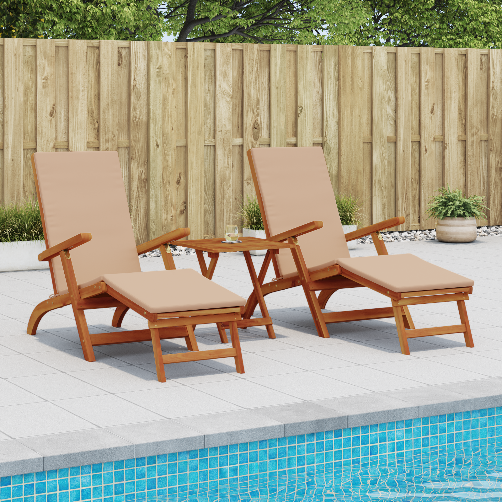 Reclining och Fällbar Solstol 2 pcs 55 x 146 x 91 cm