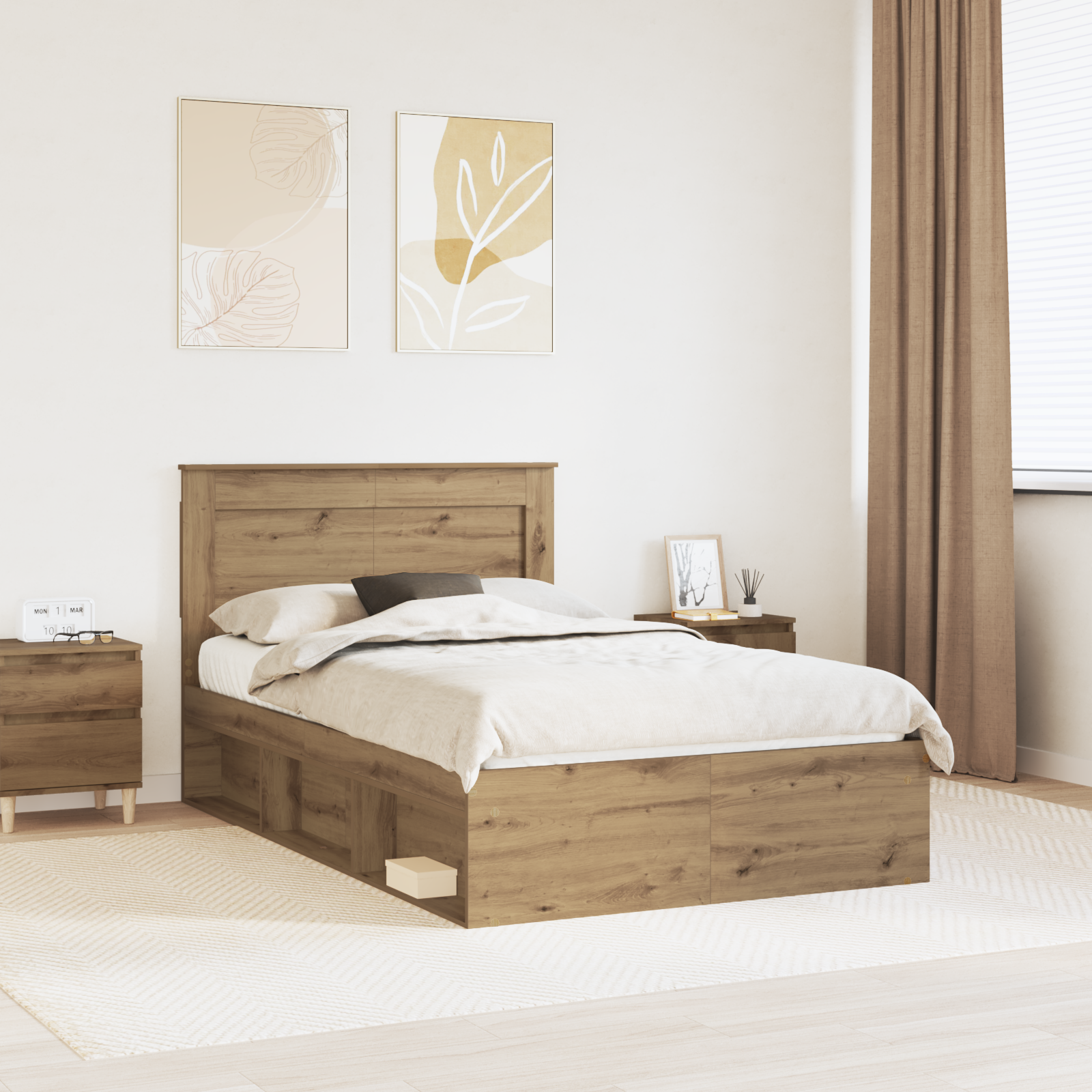 Sängram med huvudgavel Artisan Ek 120 x 200 cm Massiv furu