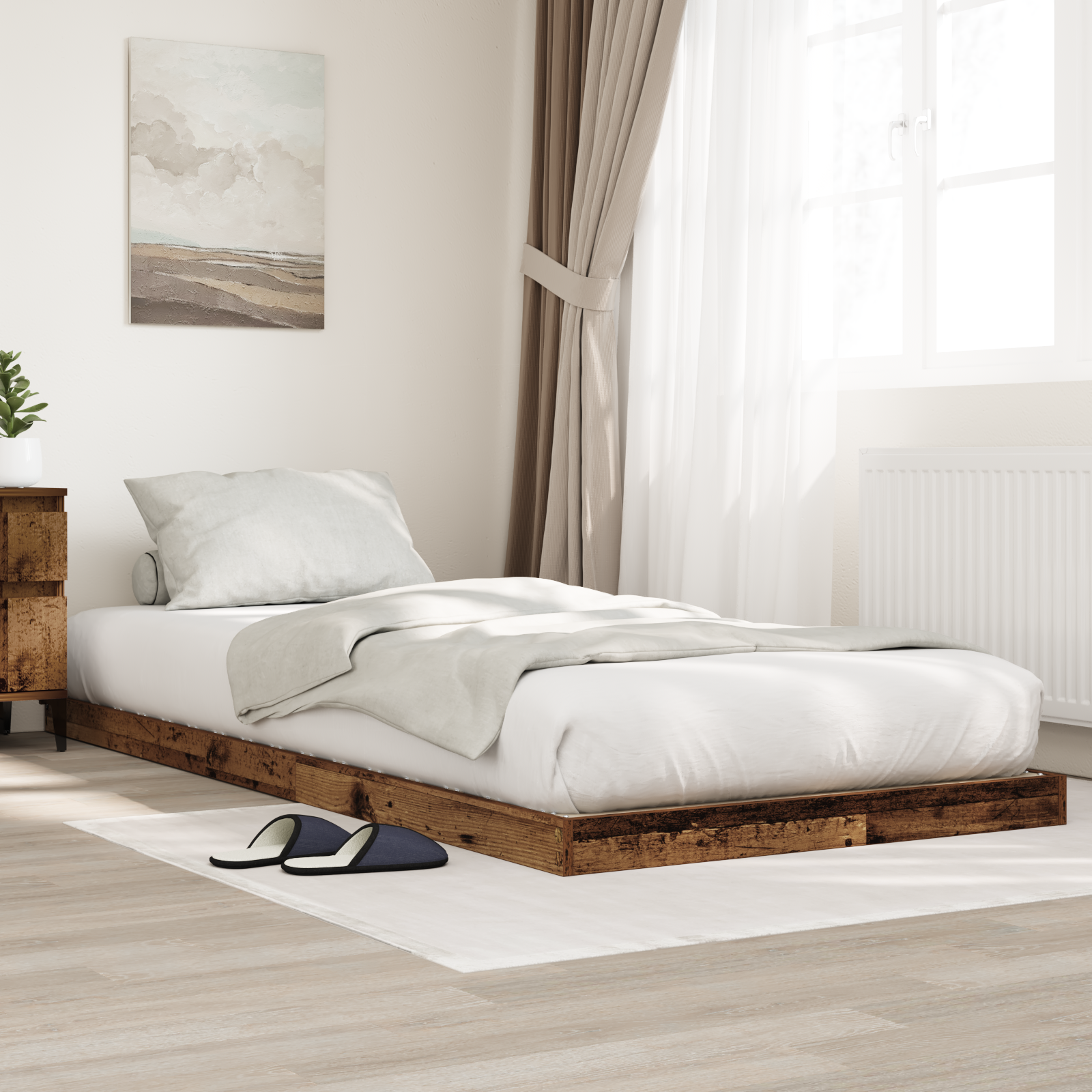 Sängram Gammalt trä 90 x 190 cm Konstruerat trä