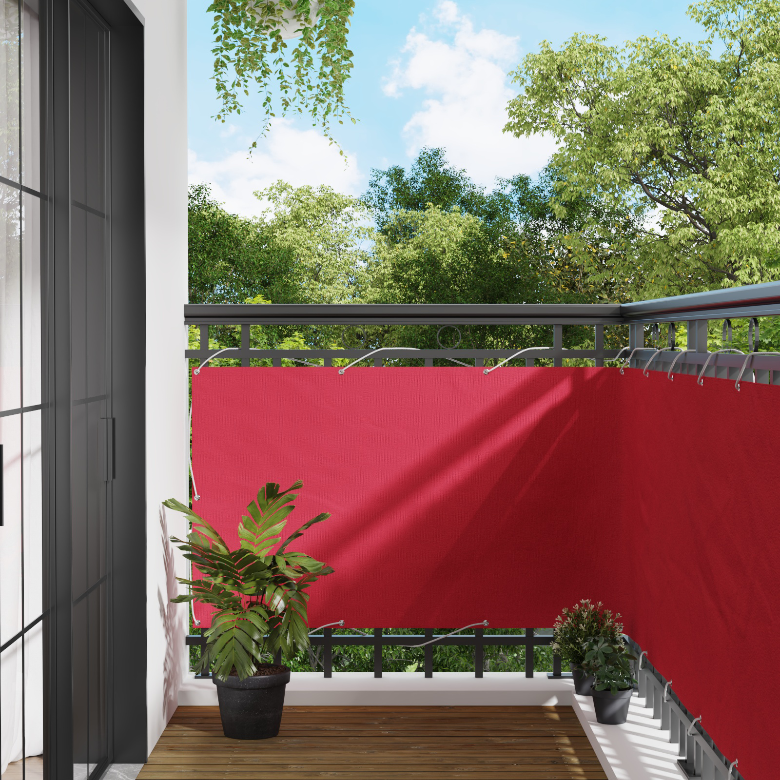 Balkong Skärm Vinröd 100 x 300 cm Oxford Tyg
