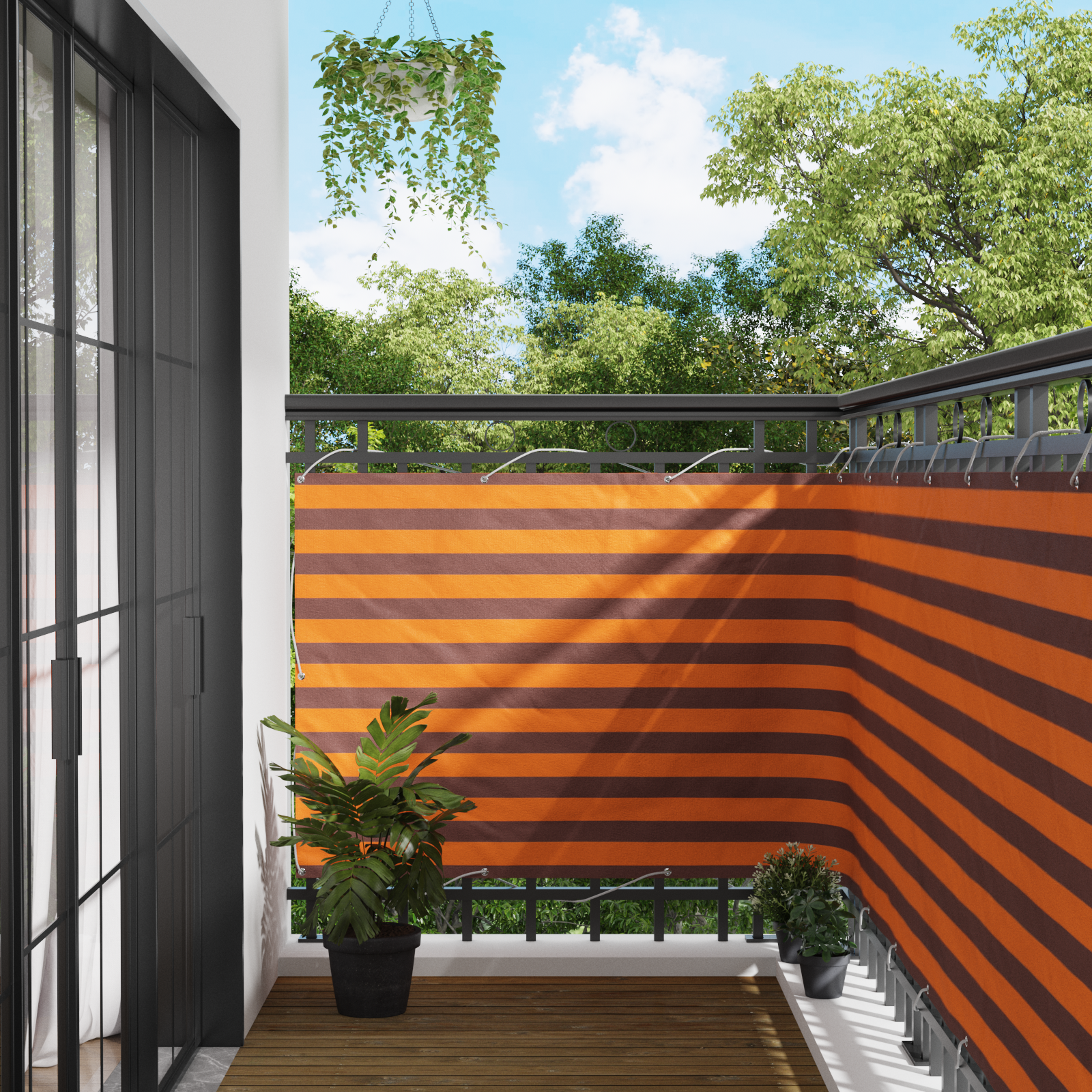 Balkong Skärm Orange och Brunt 110 x 300 cm Oxford Tyg