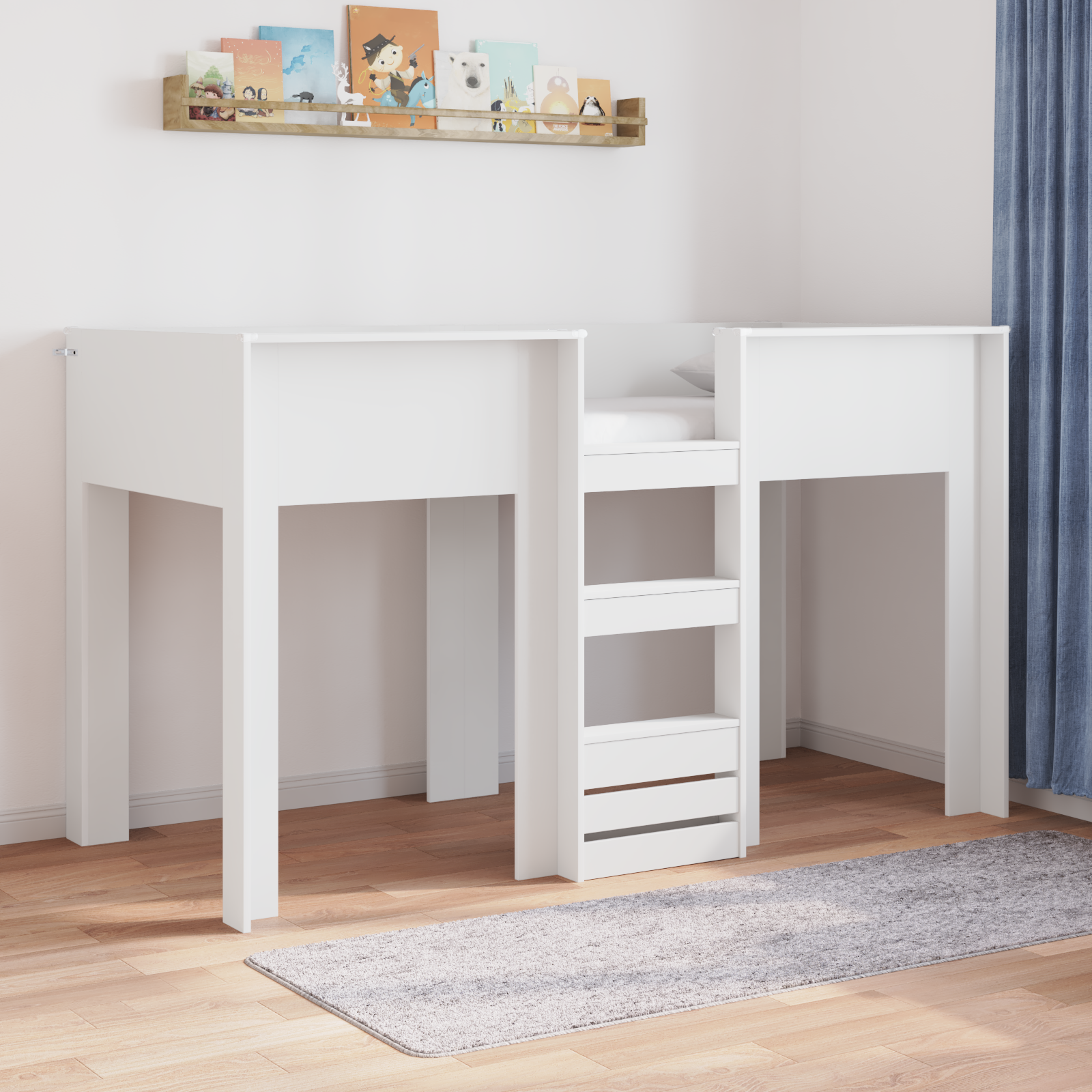 Köksbädd för barn Vit 75 x 190 cm Konstruerat trä