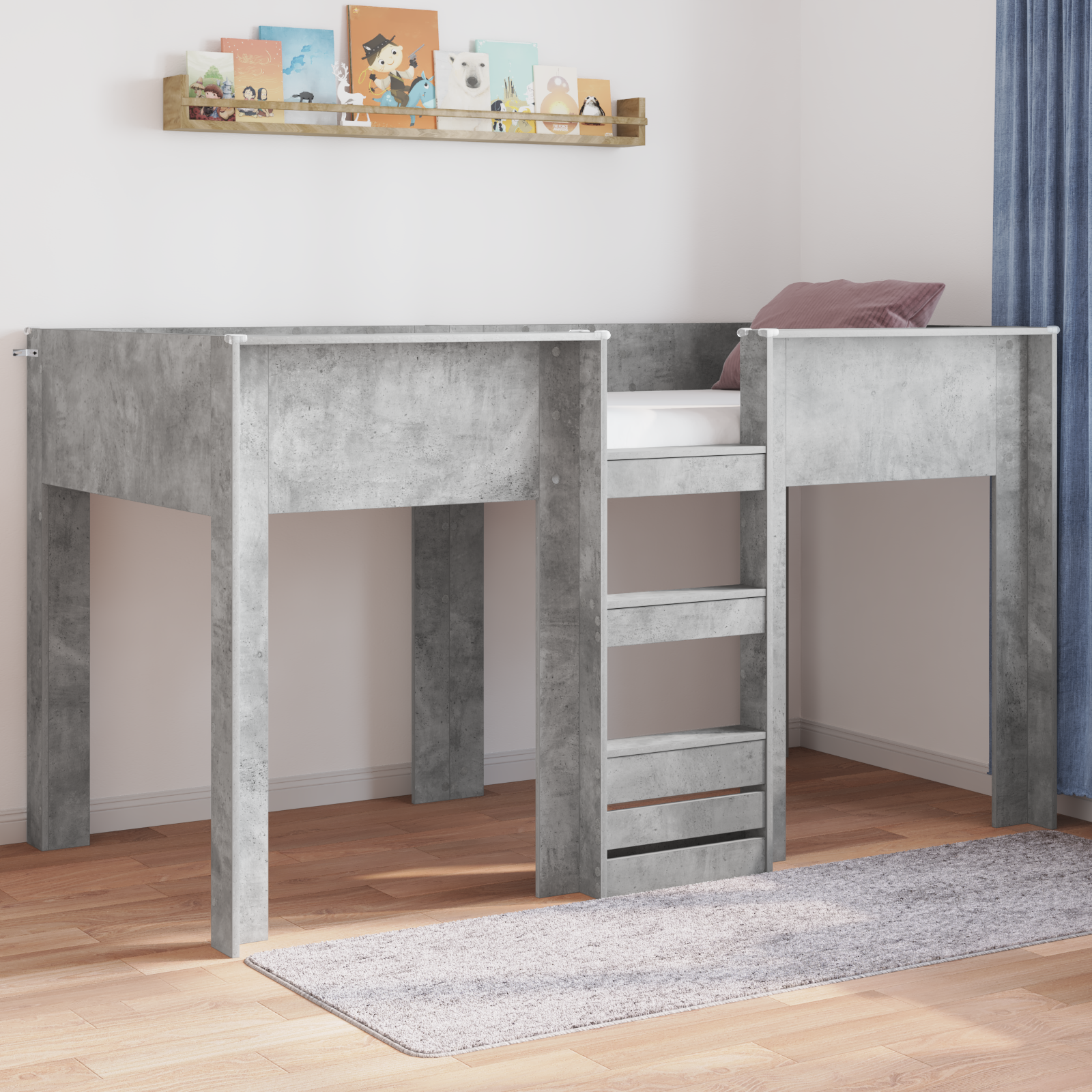 Köksbädd för barn Betonggrå 80 x 200 cm Konstruerat trä