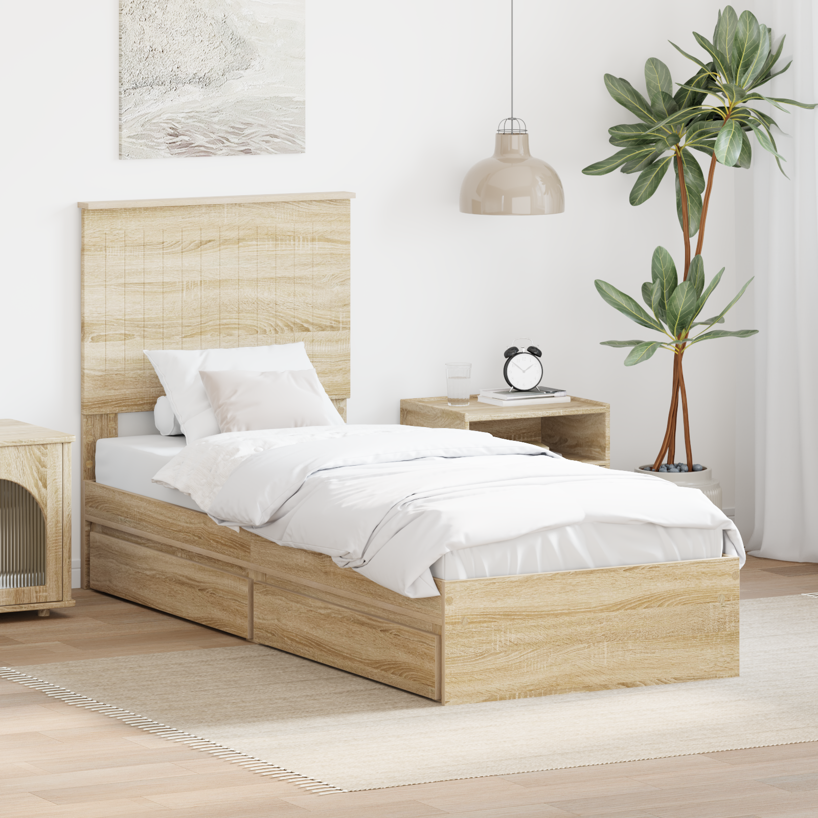 Förvaringssäng med låda Sonoma-ek 75 x 190 cm Konstruerat trä