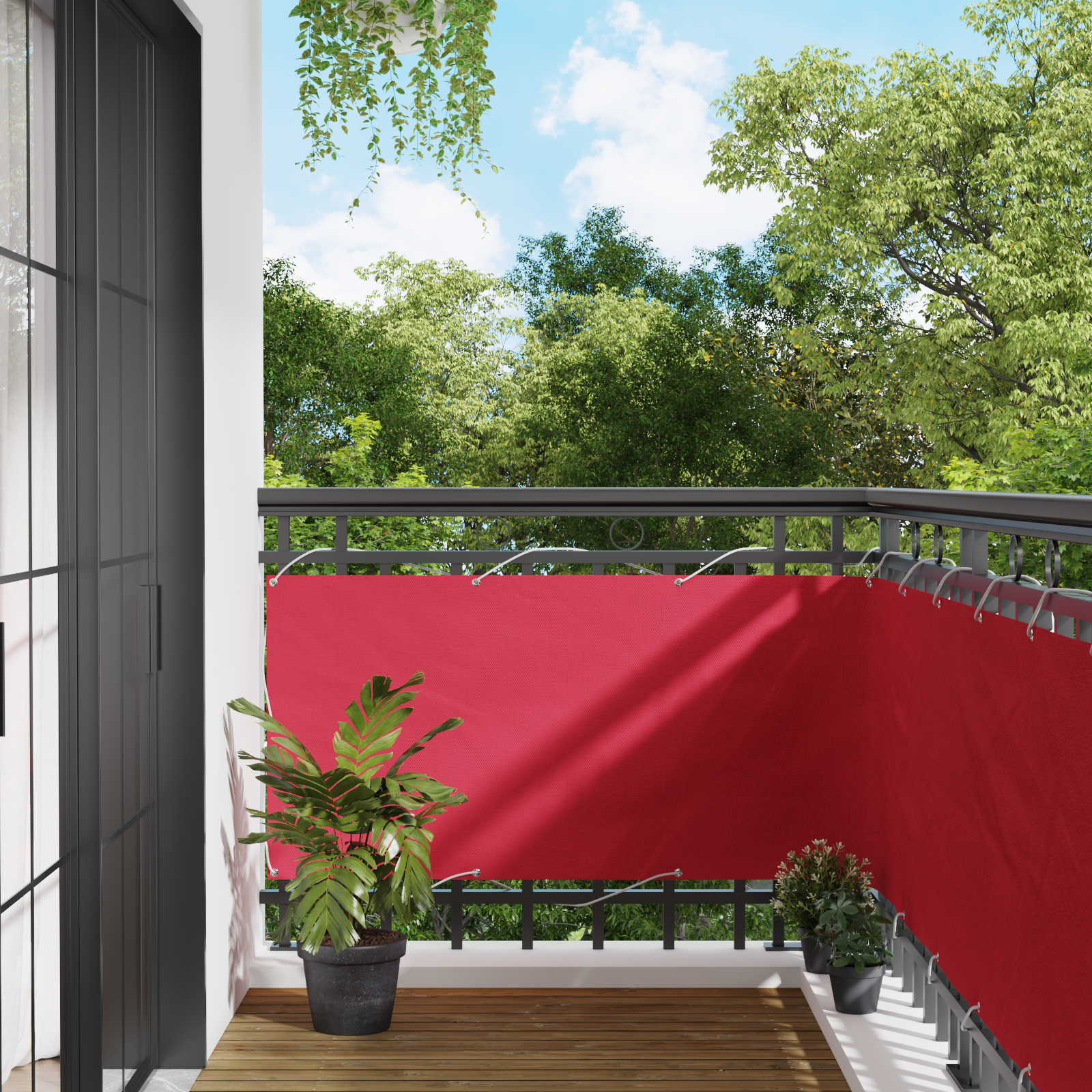Balkong Skärm Vinröd 75 x 800 cm PU-belagt oxford alu