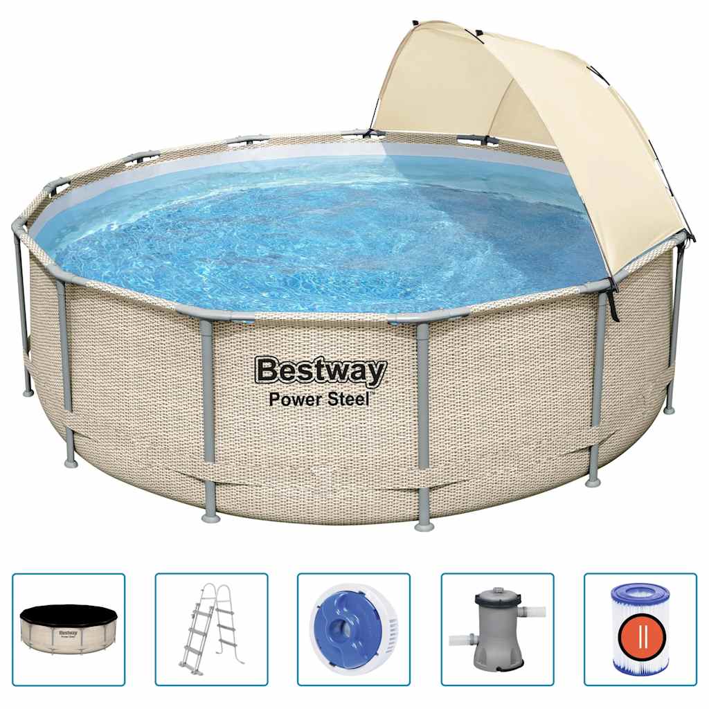 Poolset Power Steel med tak 396x107 cm
