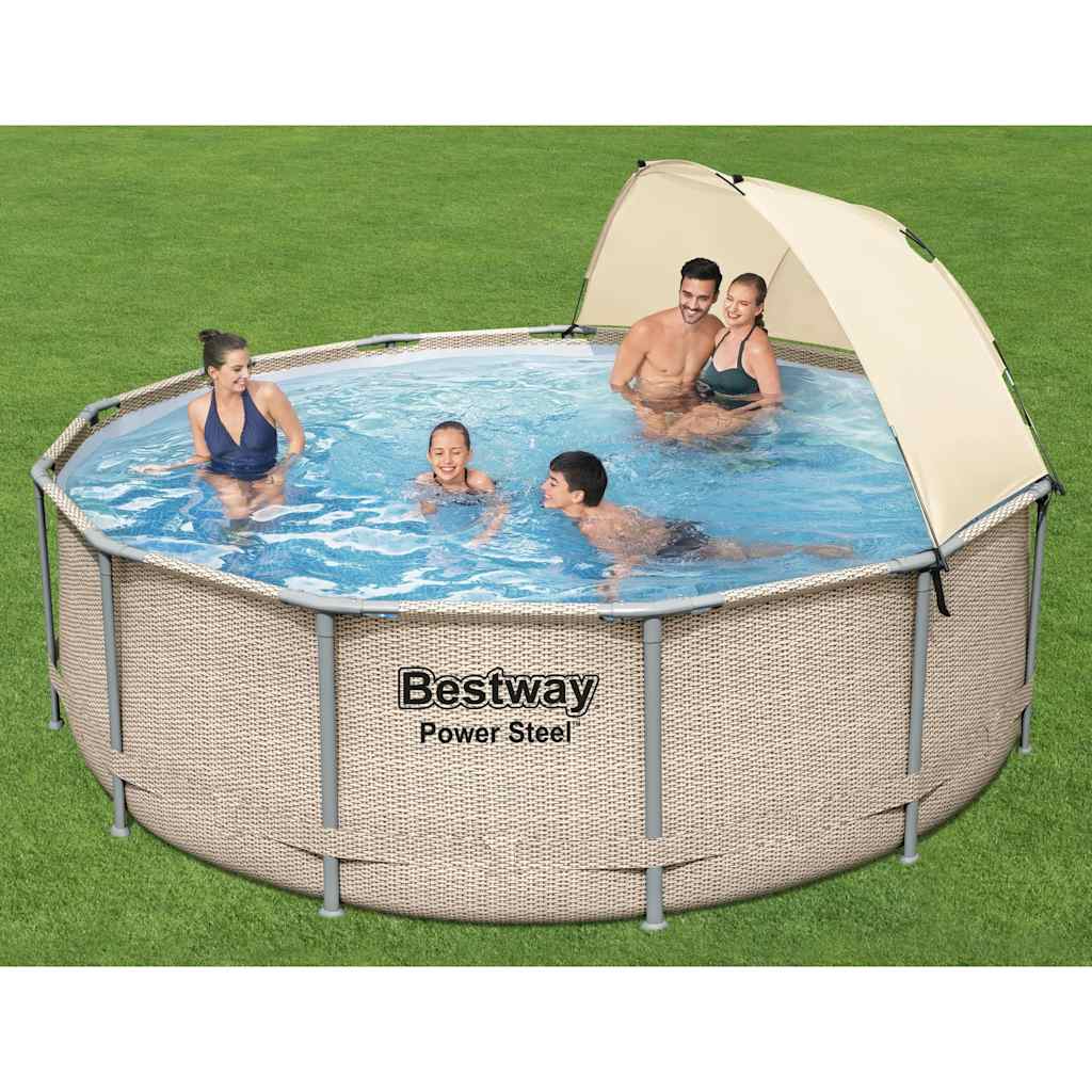Poolset Power Steel med tak 396x107 cm