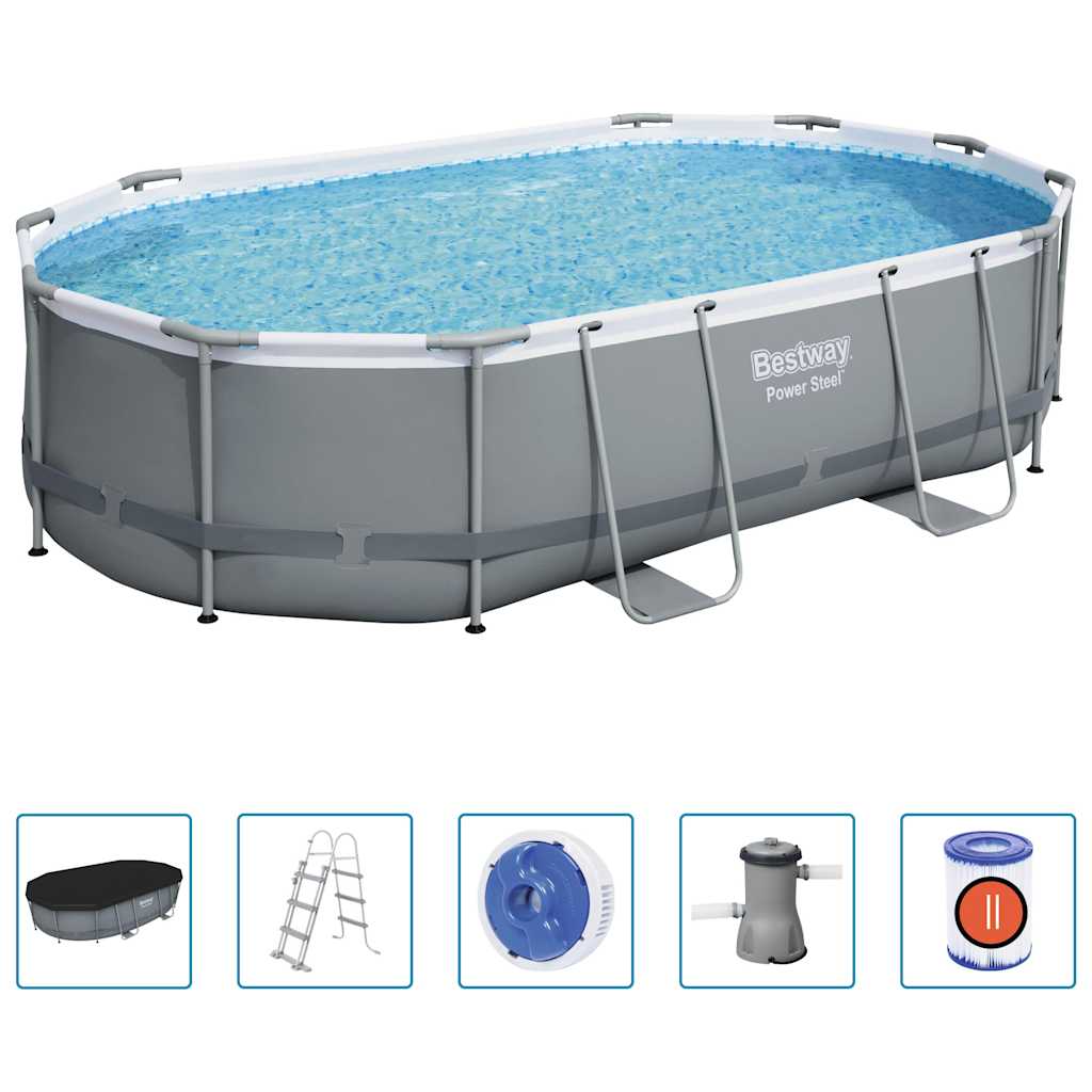 Pool Power Steel med tillbehör oval 488x305x107 cm