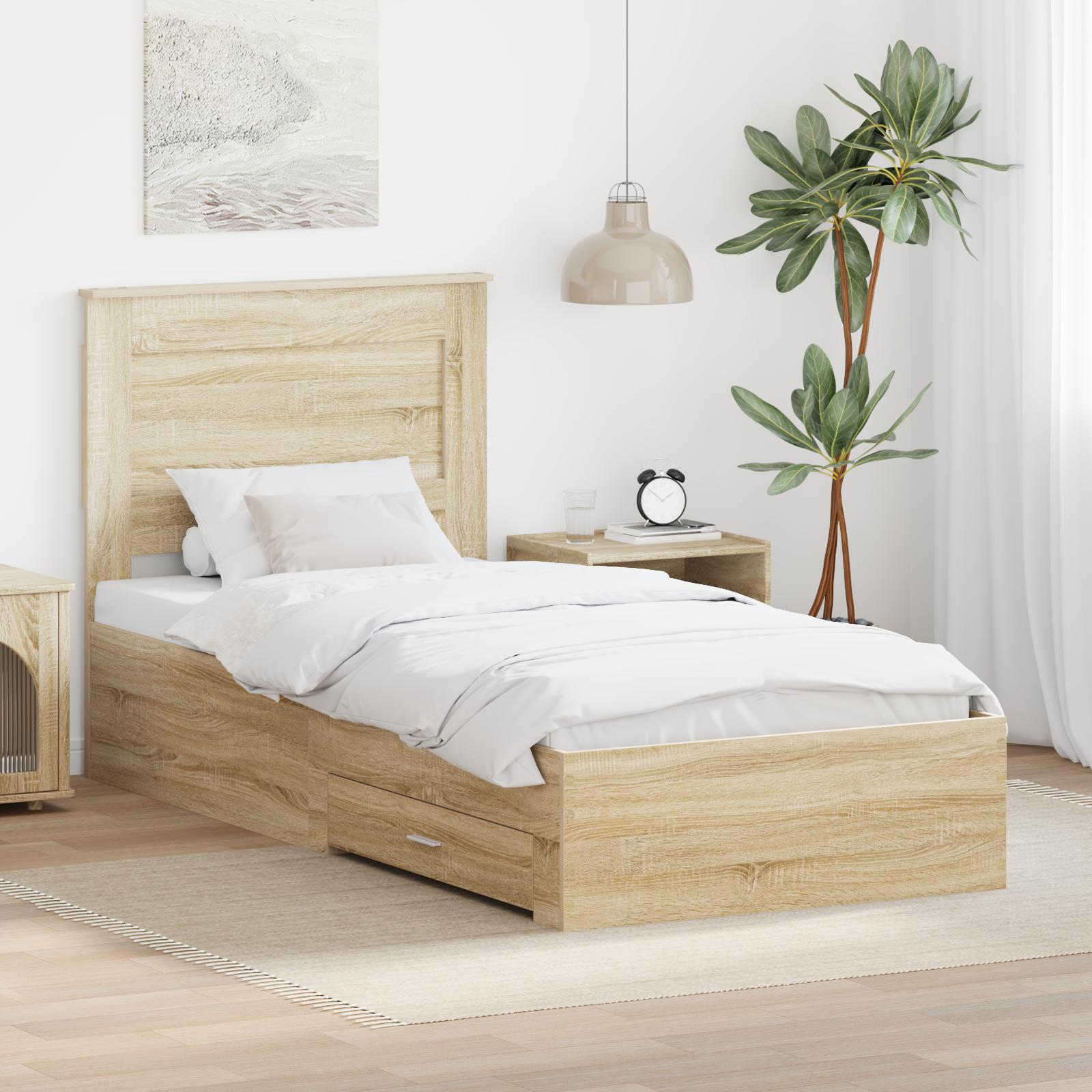 Sängram Sonoma Ek och Silver 75 x 190 cm Konstruerat trä