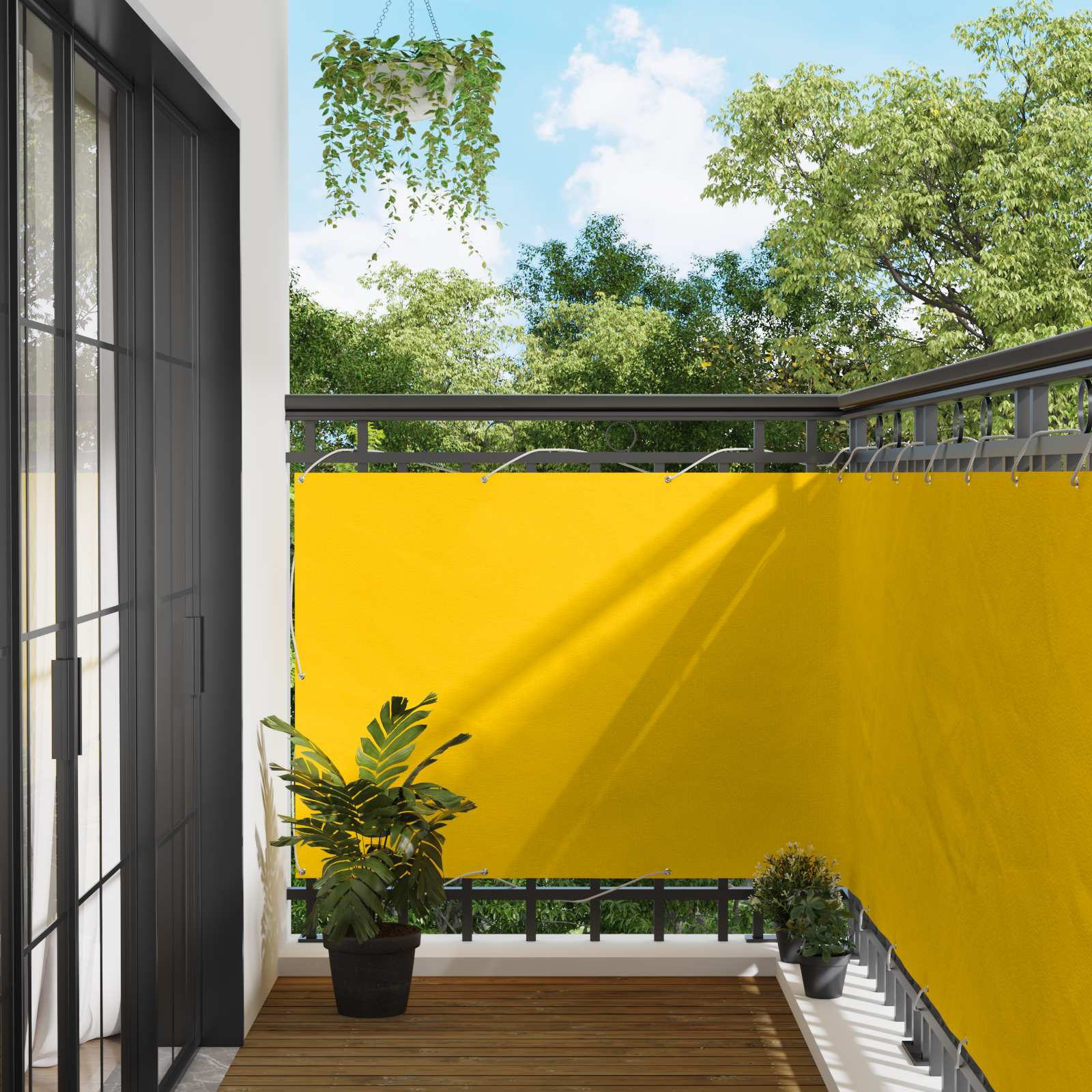 Balkong Skärm Gul 110 x 1000 cm Oxford Tyg