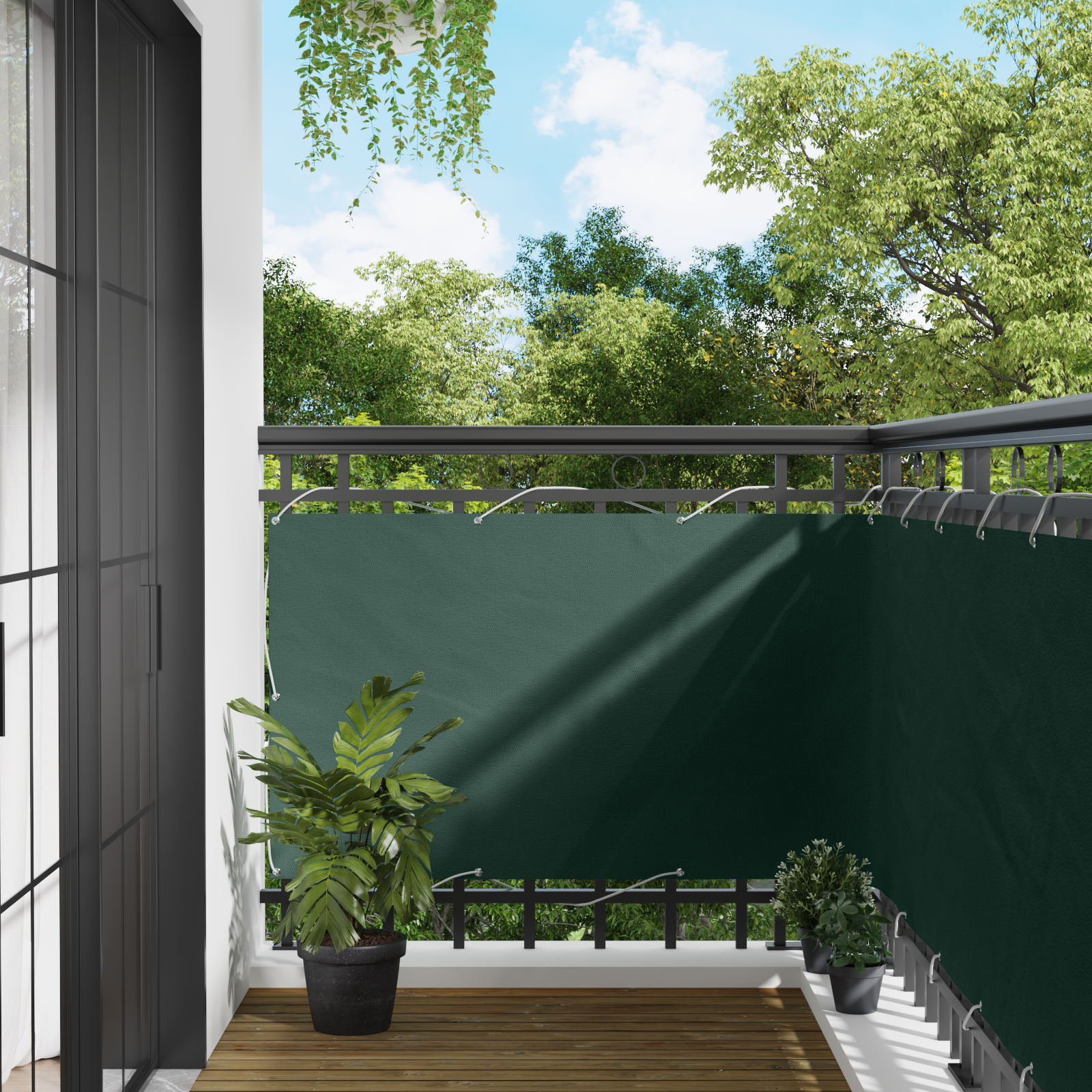 Balkong Skärm 90 x 200 cm PU-belagt oxford alu