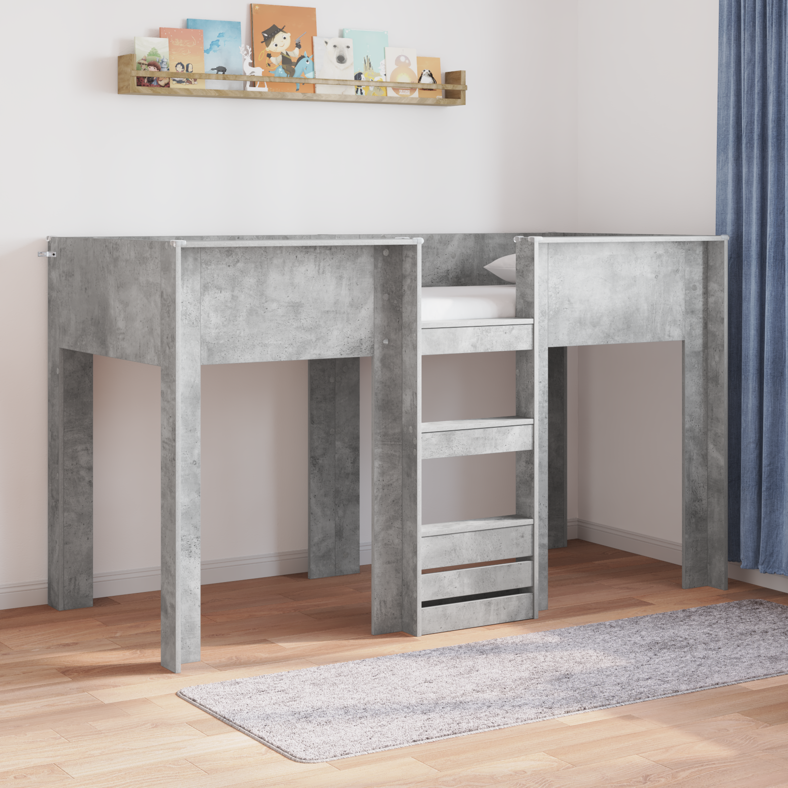 Köksbädd för barn Betonggrå 75 x 190 cm Konstruerat trä