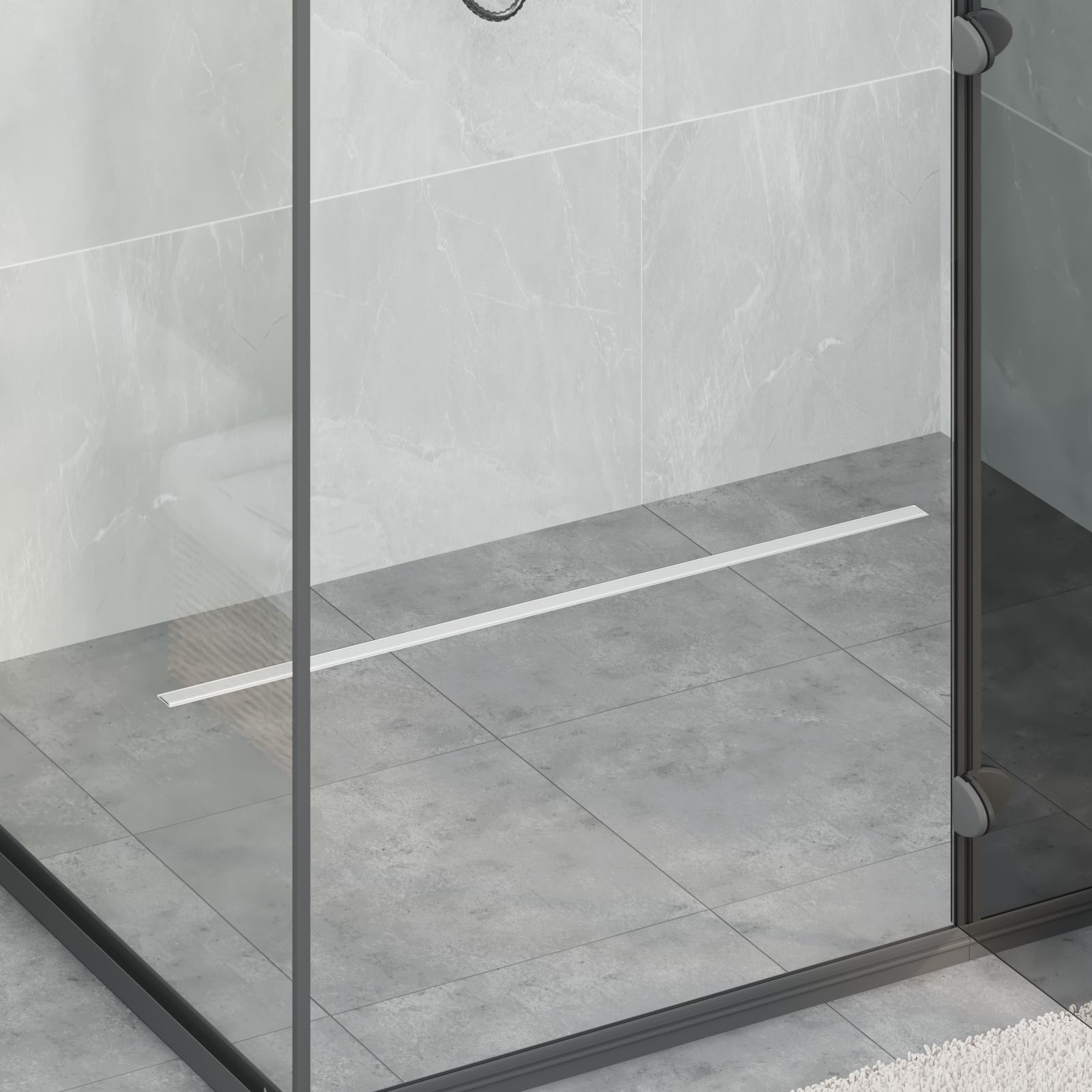 360° Duschavlopp med smal modell Silver 90 cm