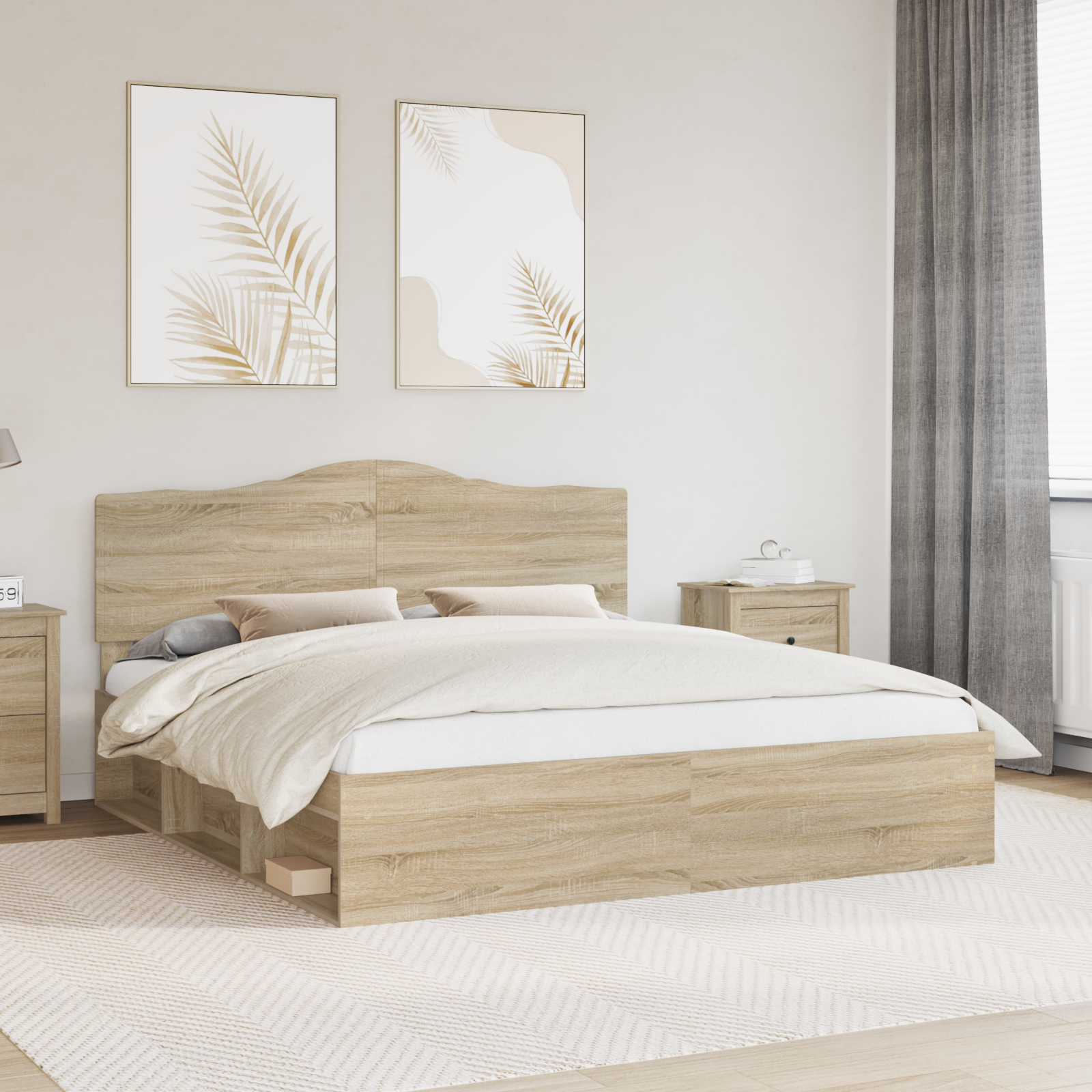Sängram med huvudgavel Sonoma 200 x 200 cm Massiv furu