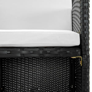 Matgrupp för trädgården med dynor 13 delar konstrotting svart