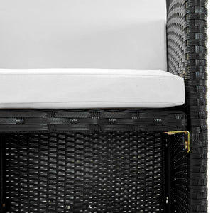 Matgrupp för trädgården med dynor 11 delar konstrotting svart