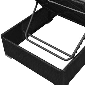 Loungegrupp för trädgården med dynor 3 delar konstrotting svart