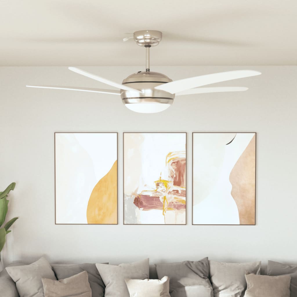 Dekorativ takfläkt med lampa 128 cm vit