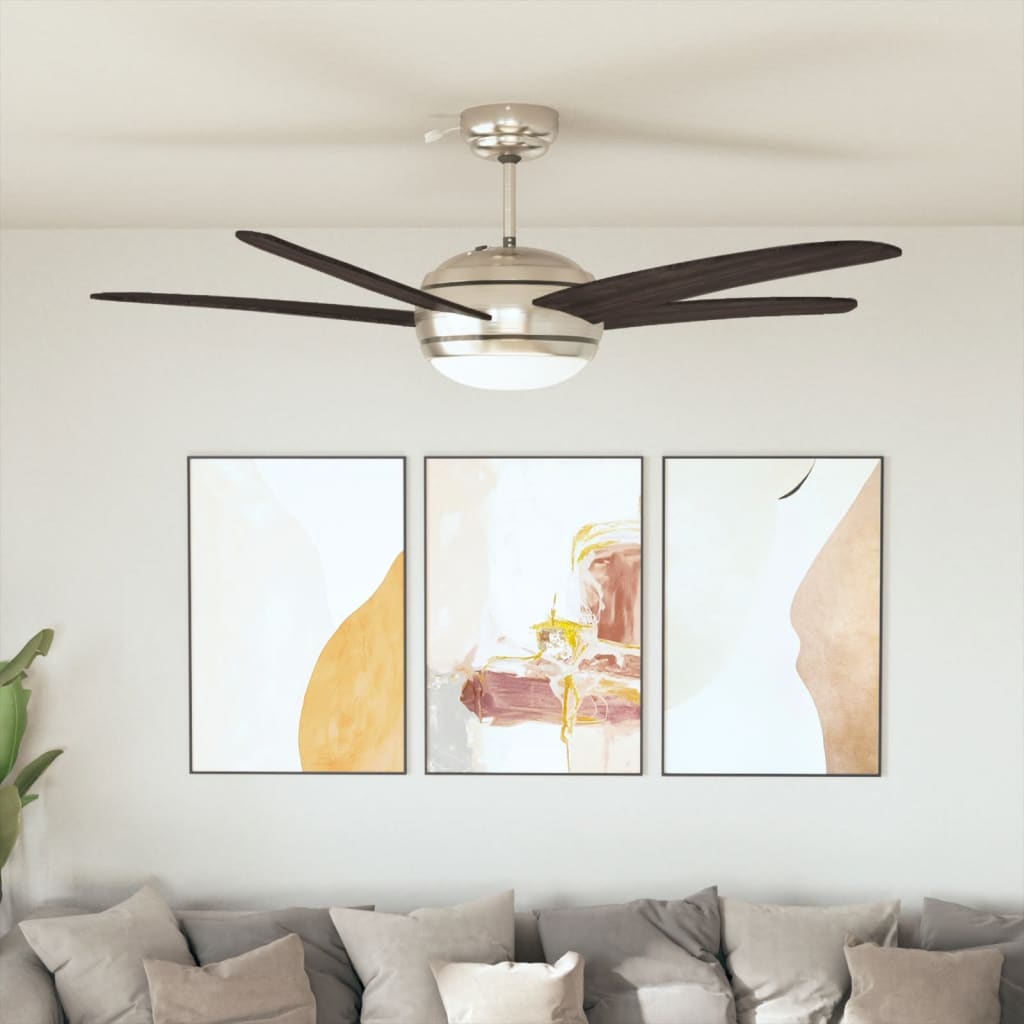 Dekorativ takfläkt med lampa 128 cm brun