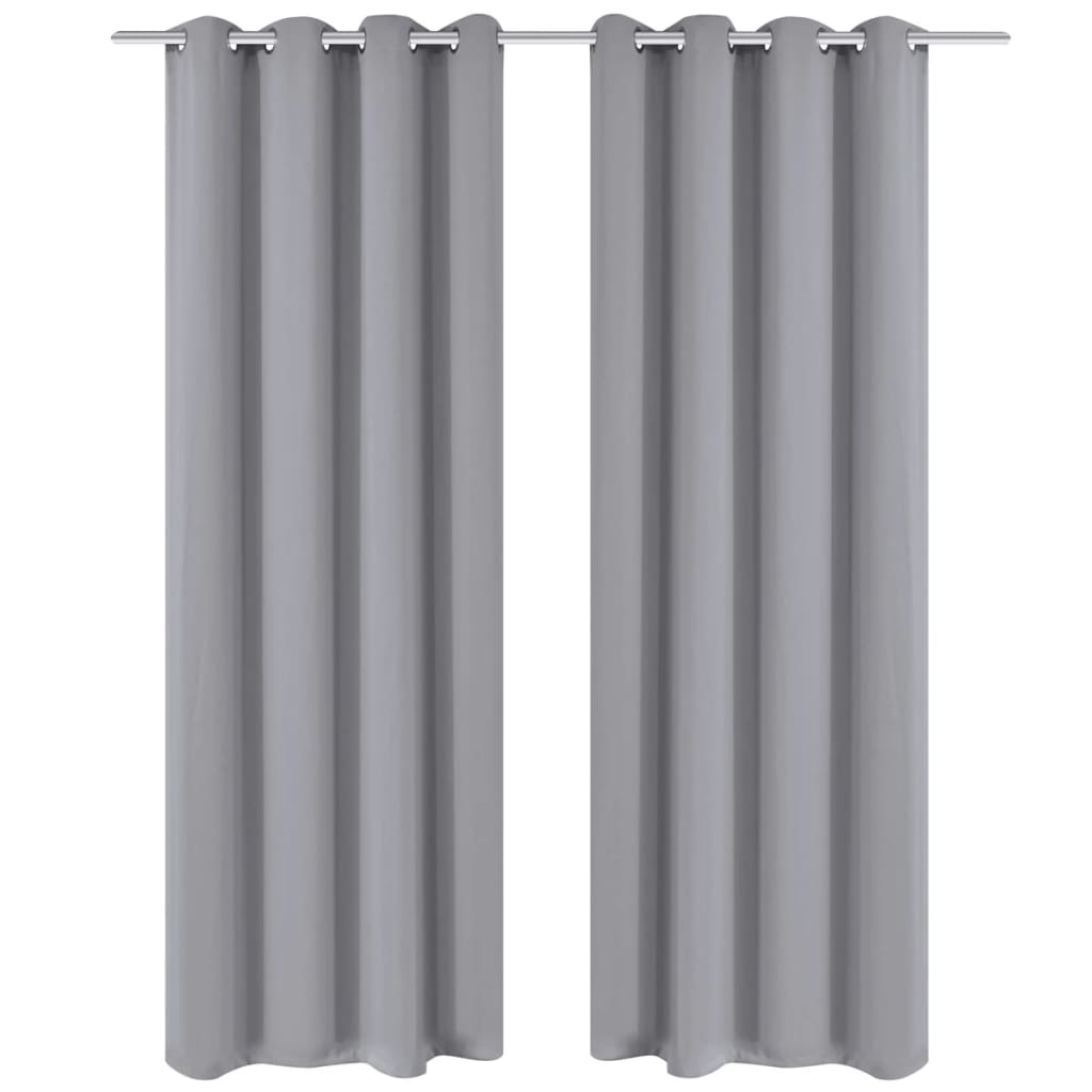 Mörkläggningsgardiner 2 st med öljetter 135x175 cm grå