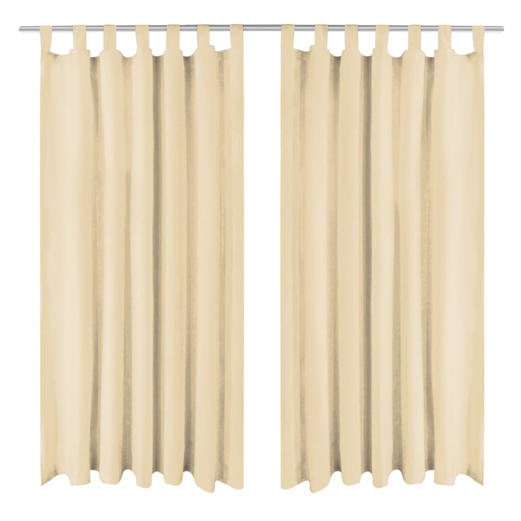 Gardiner i microsatin 2 st med öglor 140x225 cm beige