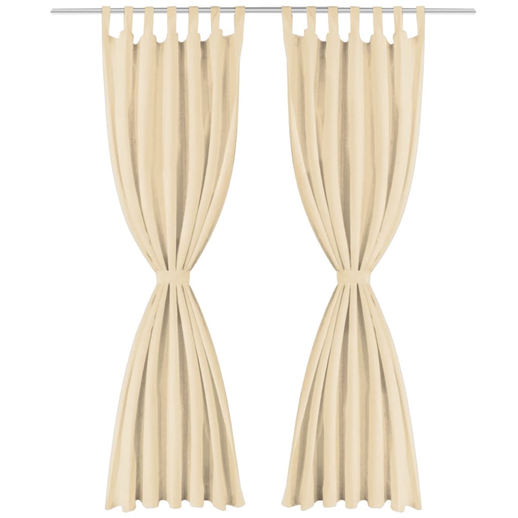 Gardiner i microsatin 2 st med öglor 140x225 cm beige