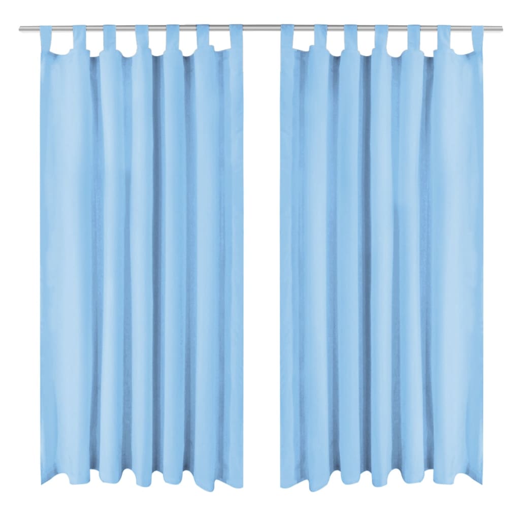 Gardiner i microsatin 2 st med öglor 140x175 cm turkos
