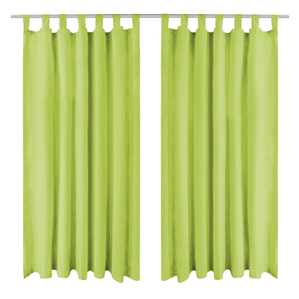 Gardiner i microsatin 2 st med öglor 140x175 cm grön