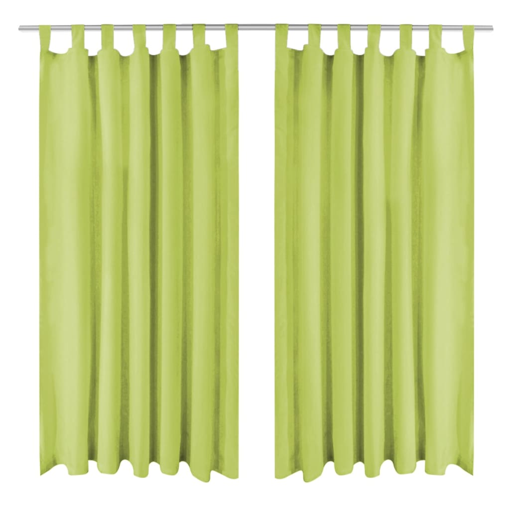 Gardiner i microsatin 2 st med öglor 140x245 cm grön