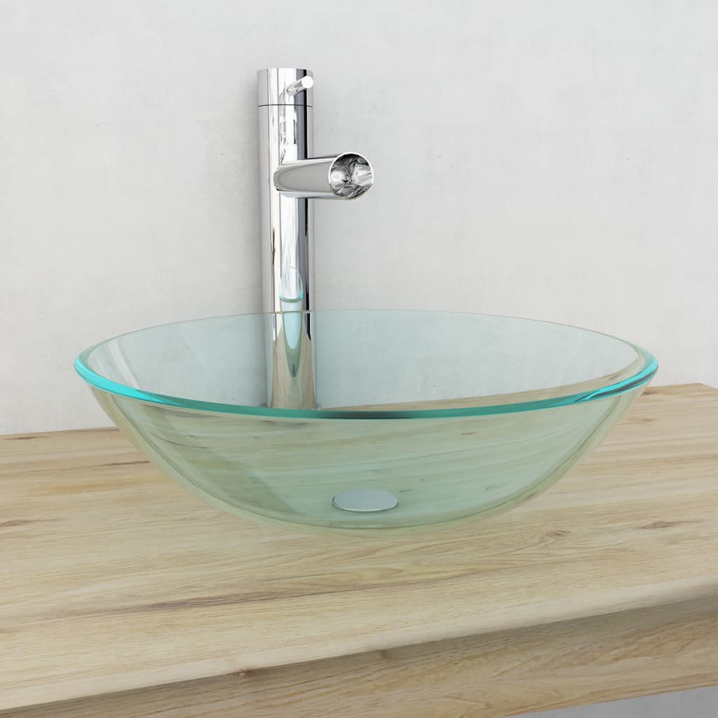 Handfat i härdat glas 42 cm transparent