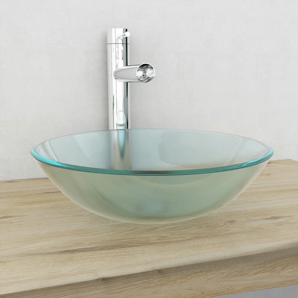 Handfat i härdat glas 42 cm frostat