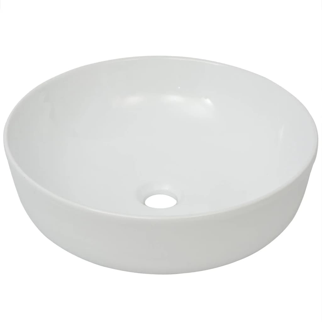 Handfat i keramik 41,5x13,5 cm rund vit