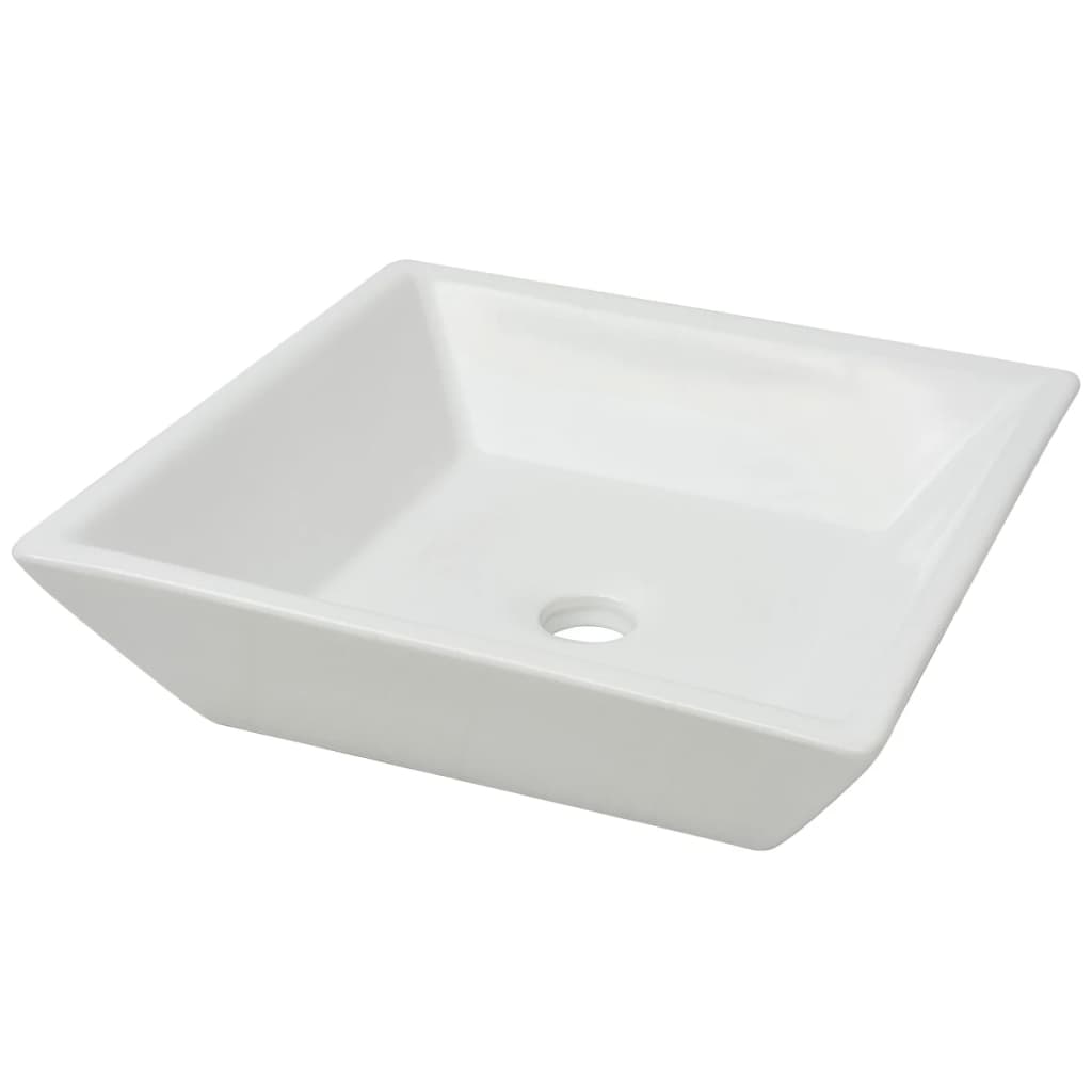 Handfat fyrkantig keramik vit 41,5x41,5x12 cm