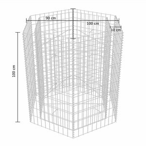 Hexagonal planteringsgabion upphöjd 100x90x100 cm