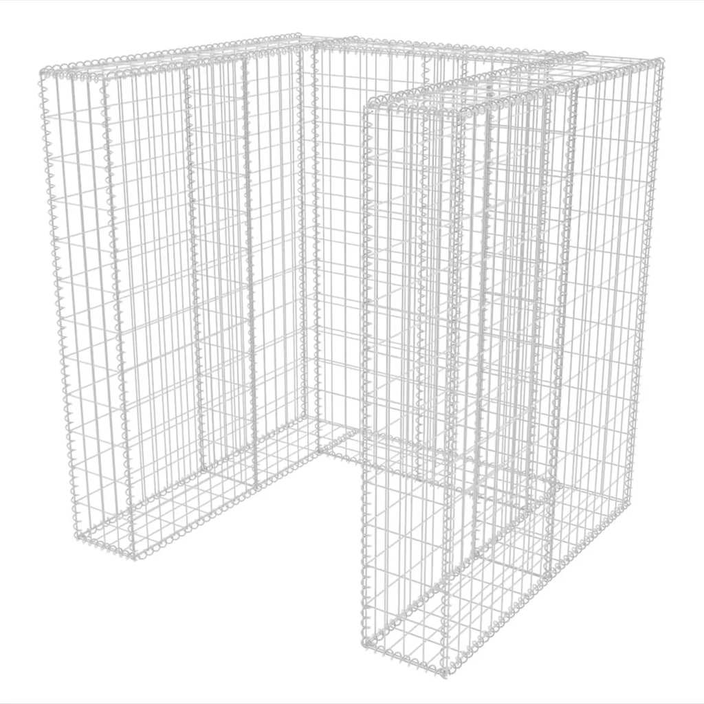 Gabionkorg med skydd för 1 soptunna stål 110x100x120 cm