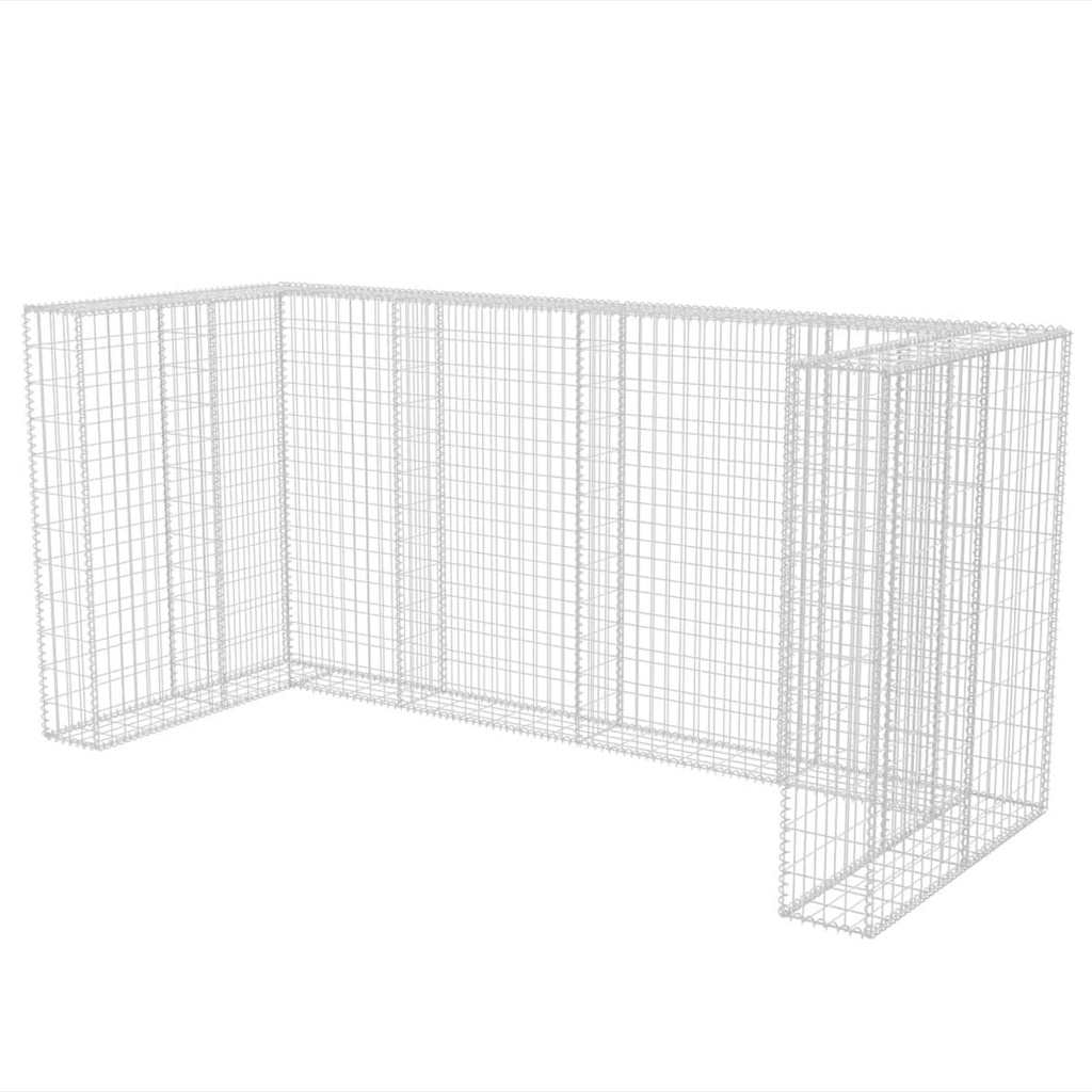 Gabionkorg med skydd för 3 soptunnor stål 250x100x120 cm