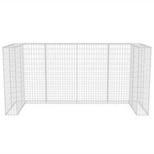 Gabionkorg med skydd för 3 soptunnor stål 250x100x120 cm