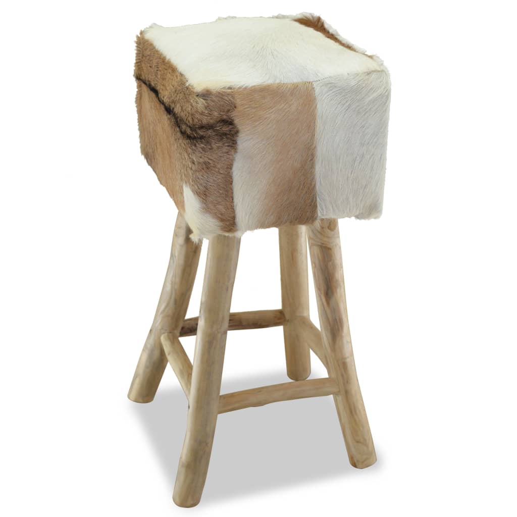 Barstol getskinnsläder och massiv teak