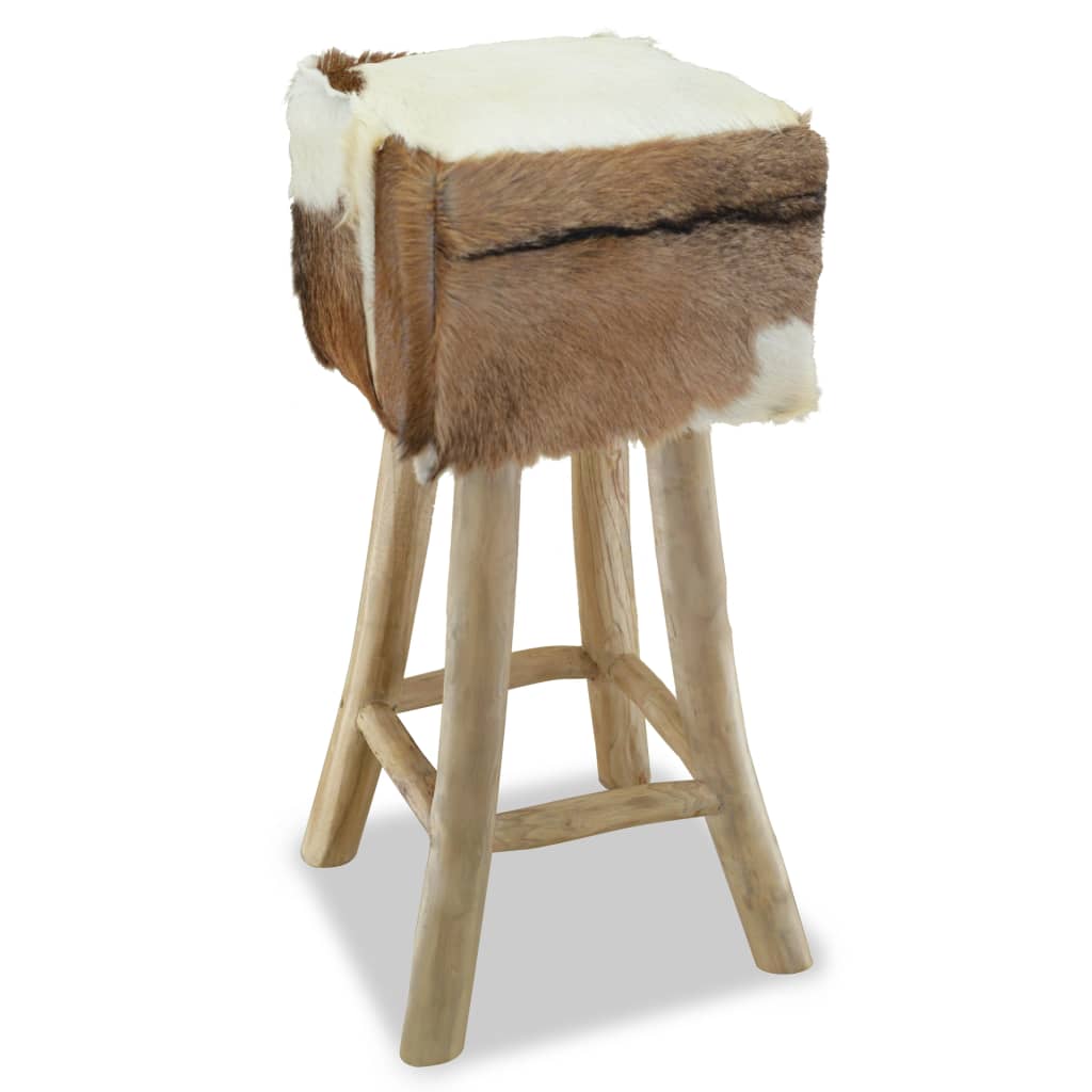 Barstol getskinnsläder och massiv teak