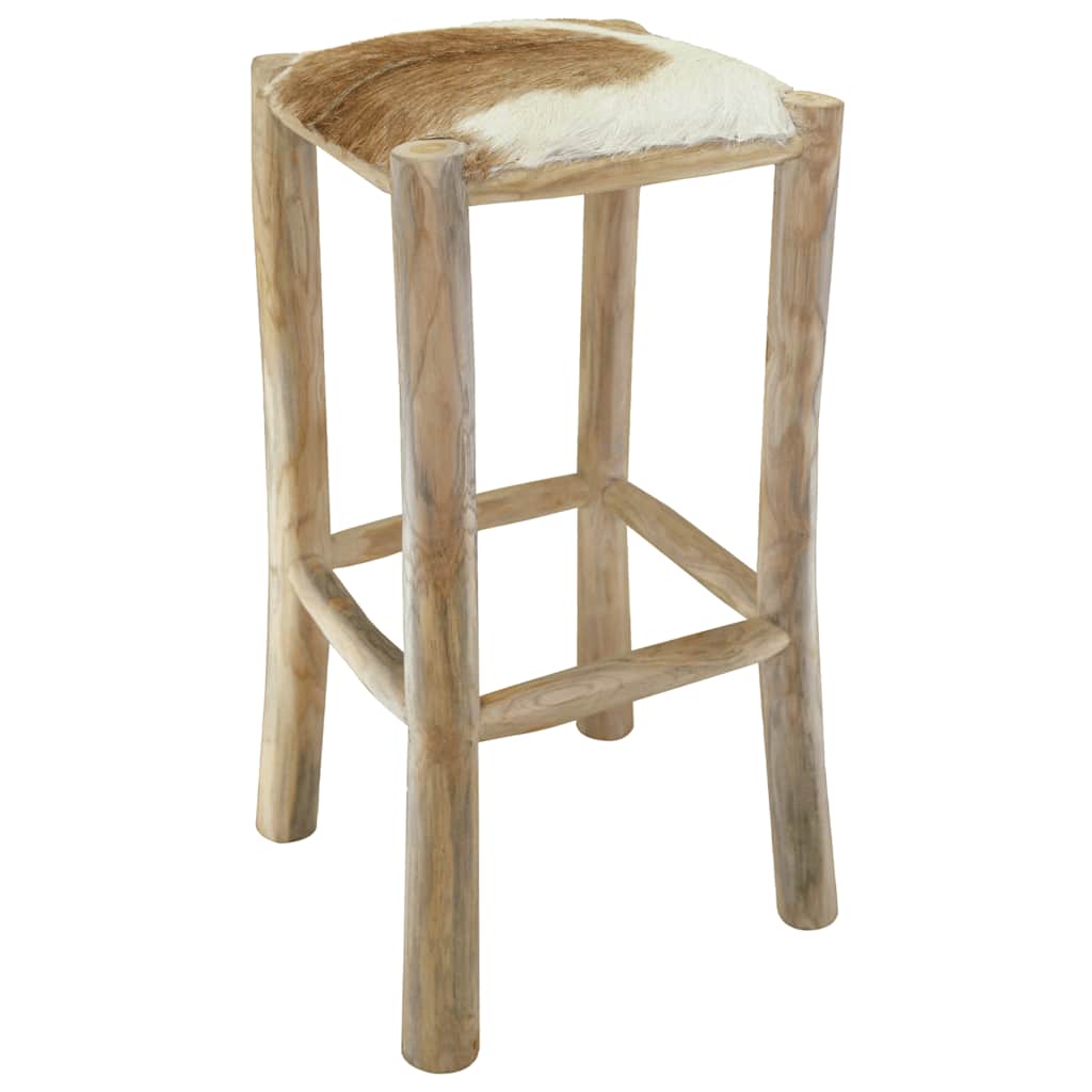 Barstol getskinnsläder och massiv teak