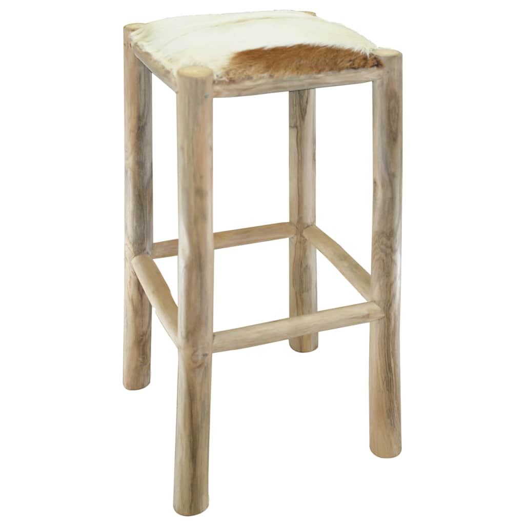 Barstol getskinnsläder och massiv teak
